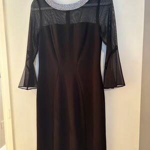 Alex Evenings Black Dress with Sheer Sleeves